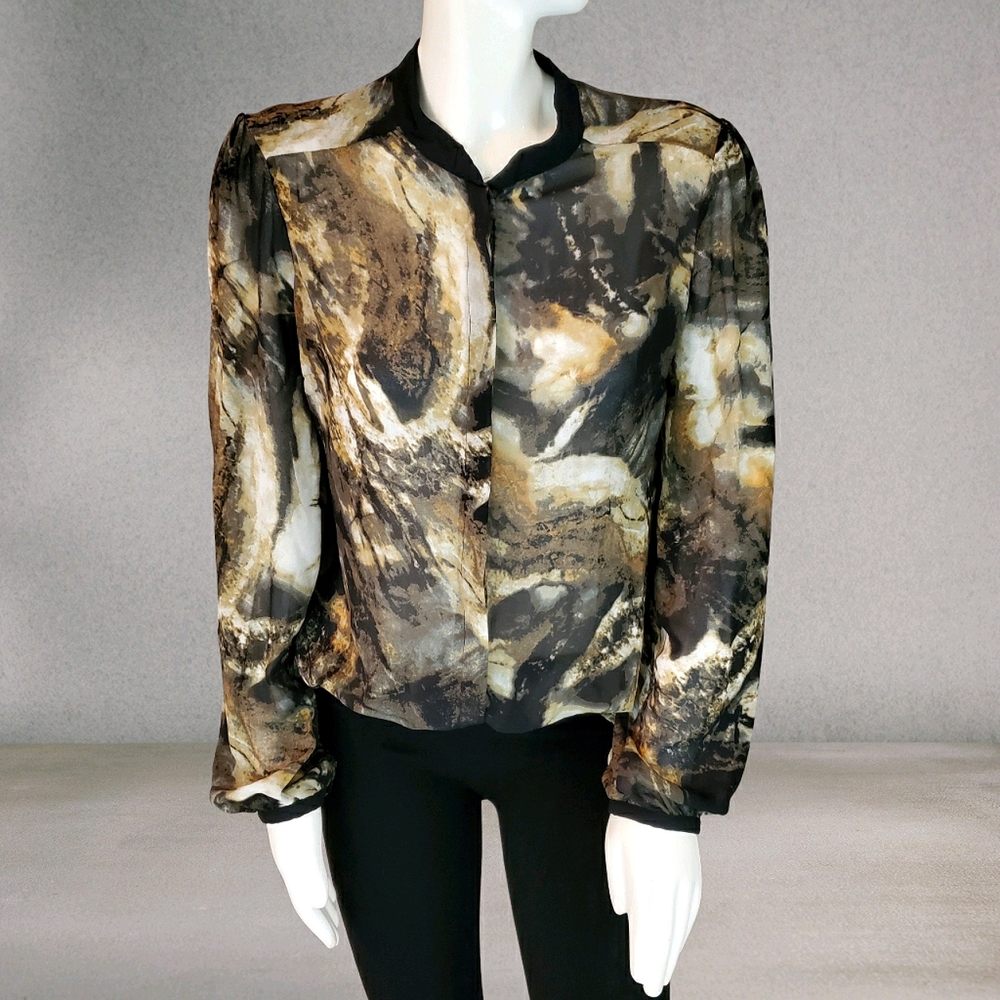 Vivienne Tam Shear Button Front Blouse